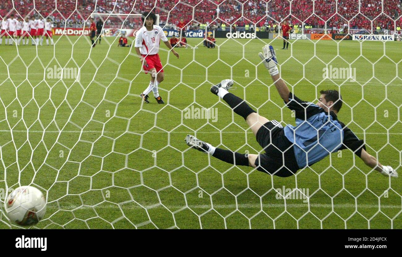 South Korean Ahn Jung Hwan Scores Past Spain S Goal Keeper Iker Casillas During Their World Cup Quarter Final Penalty Shoot Out In Kwangju June 22 2002 South Korea Beat Spain 5 4 On Penalties