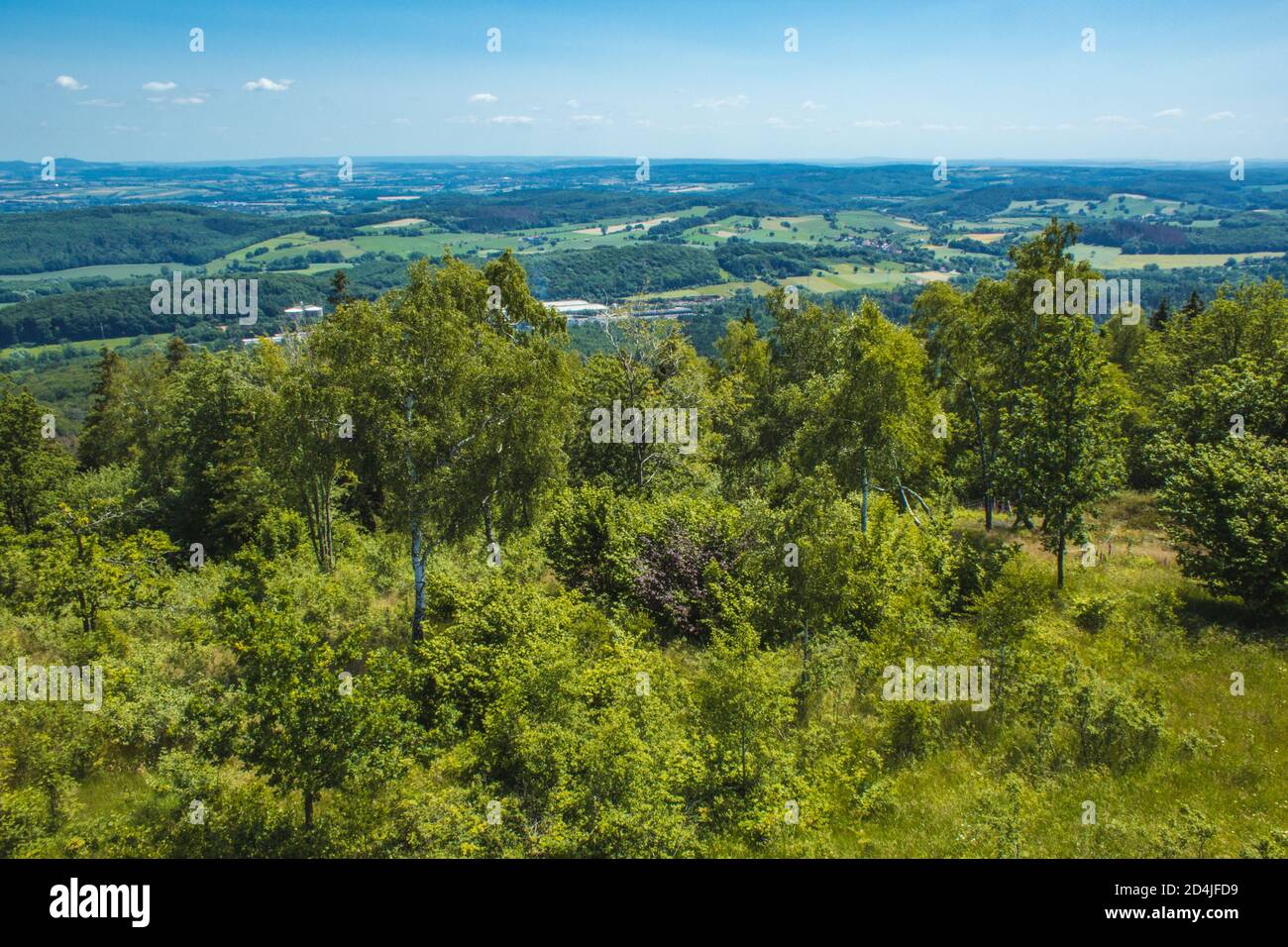 Teutoburg Forest. View of landscape at Teutoburg Forest / Egge Hills Nature Park. View from Velmerstot hill in North Rhine Westphalia, Germany Stock Photo
