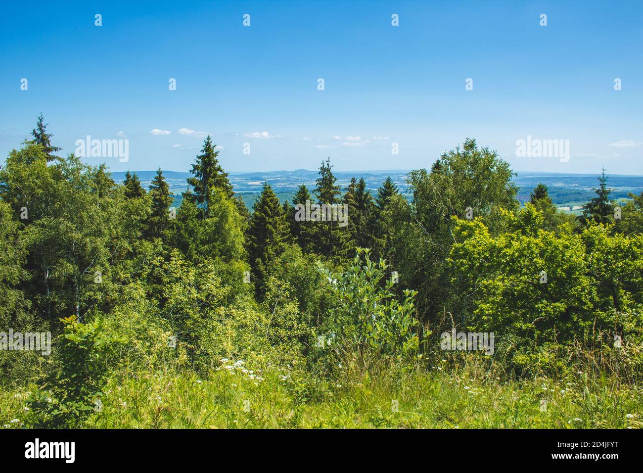 Teutoburg Forest. View of landscape at Teutoburg Forest / Egge Hills Nature Park. View from Velmerstot hill in North Rhine Westphalia, Germany Stock Photo