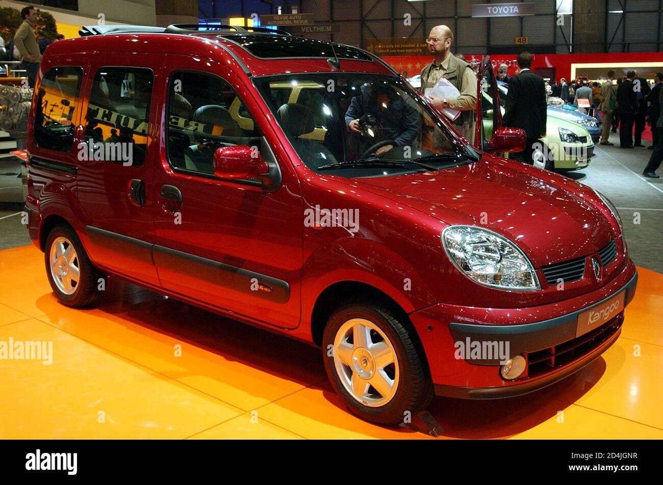 The new Renault Kangoo is seen on display as a first world presentation at  the Geneva car show in Geneva, Switzerland, March 4, 2003. The car is  powered with 1.6 liter engine