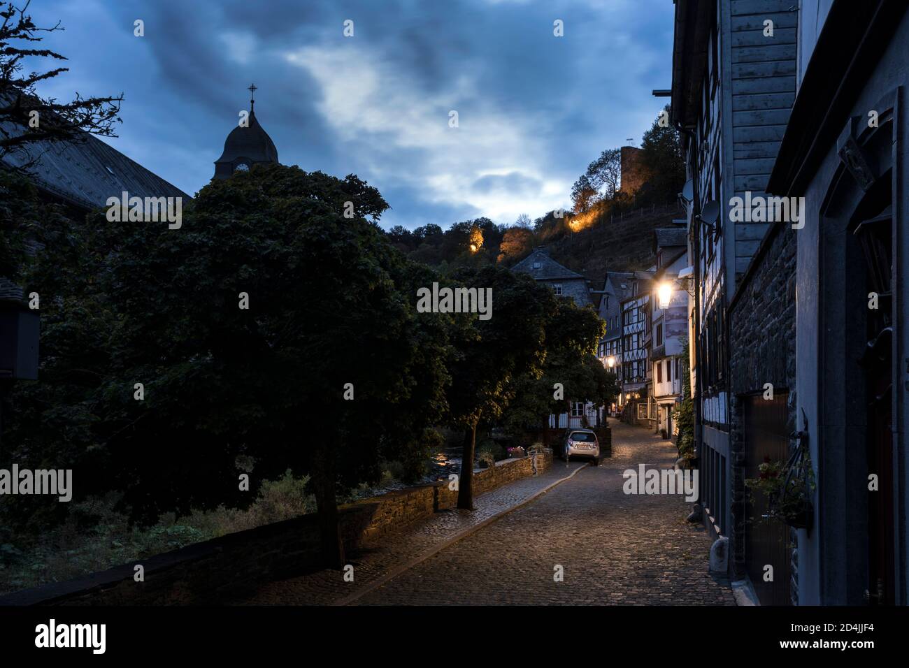 Narrow streets characterize the historic old town of Monschau Stock Photo