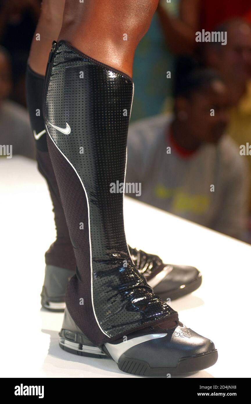 Tennis star Tennis star Serena Williams models the new Nike Shox Boots in  the Serena Collection by Nike at Niketown in New York on August 27, 2004.  The clothes were designed for