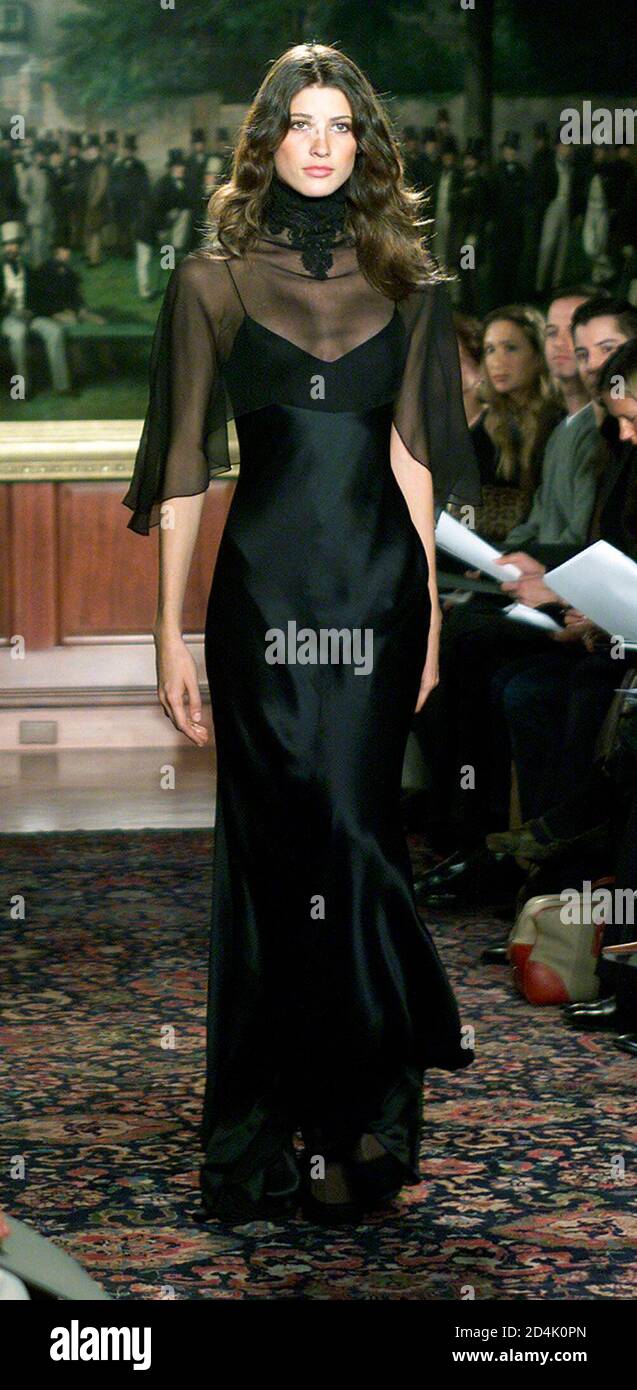 A model wears long silk gown at the Ralph Lauren Fall 2002 fashion show in  New York City, February 14, 2002 Stock Photo - Alamy