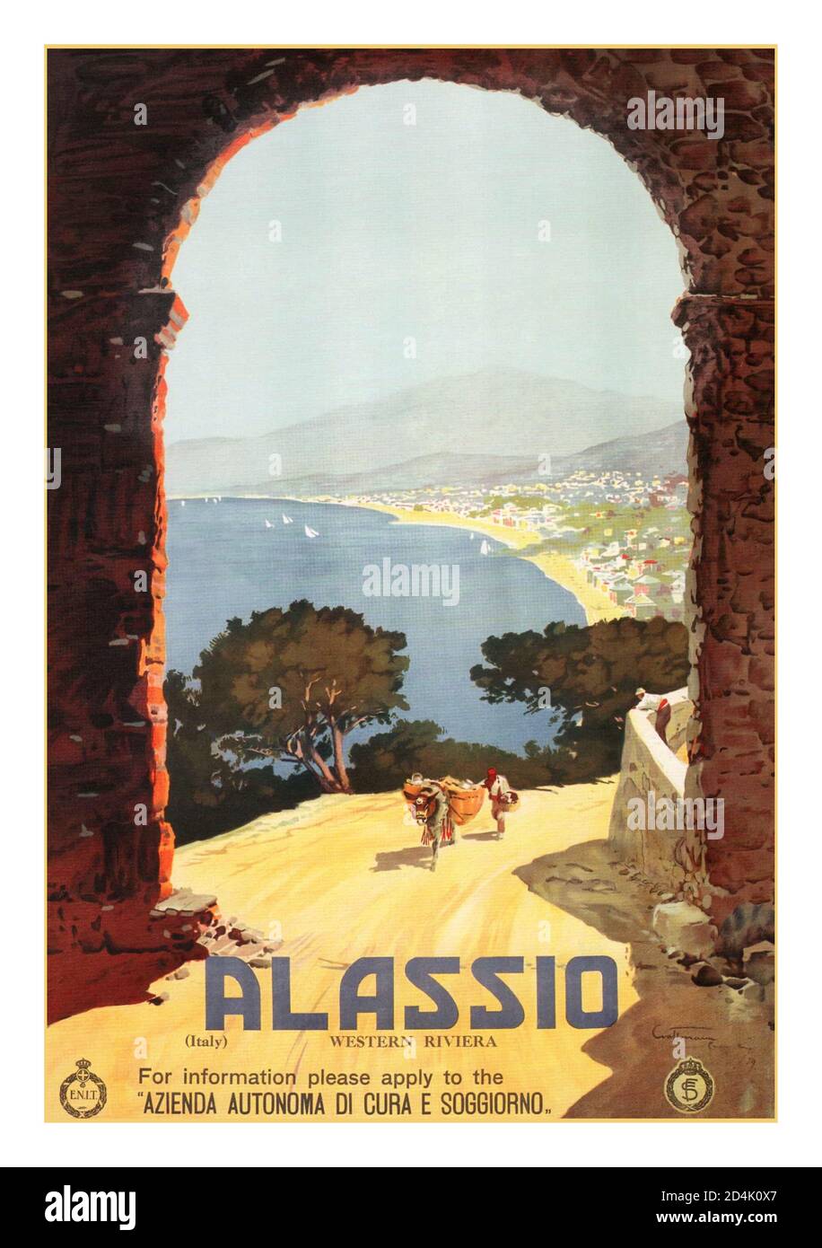 ALASSIO Vintage Travel Poster Alassio Italy, Vintage Travel Poster printed in 1929  Aurelio Craffonara,(1875-1945) Stock Photo
