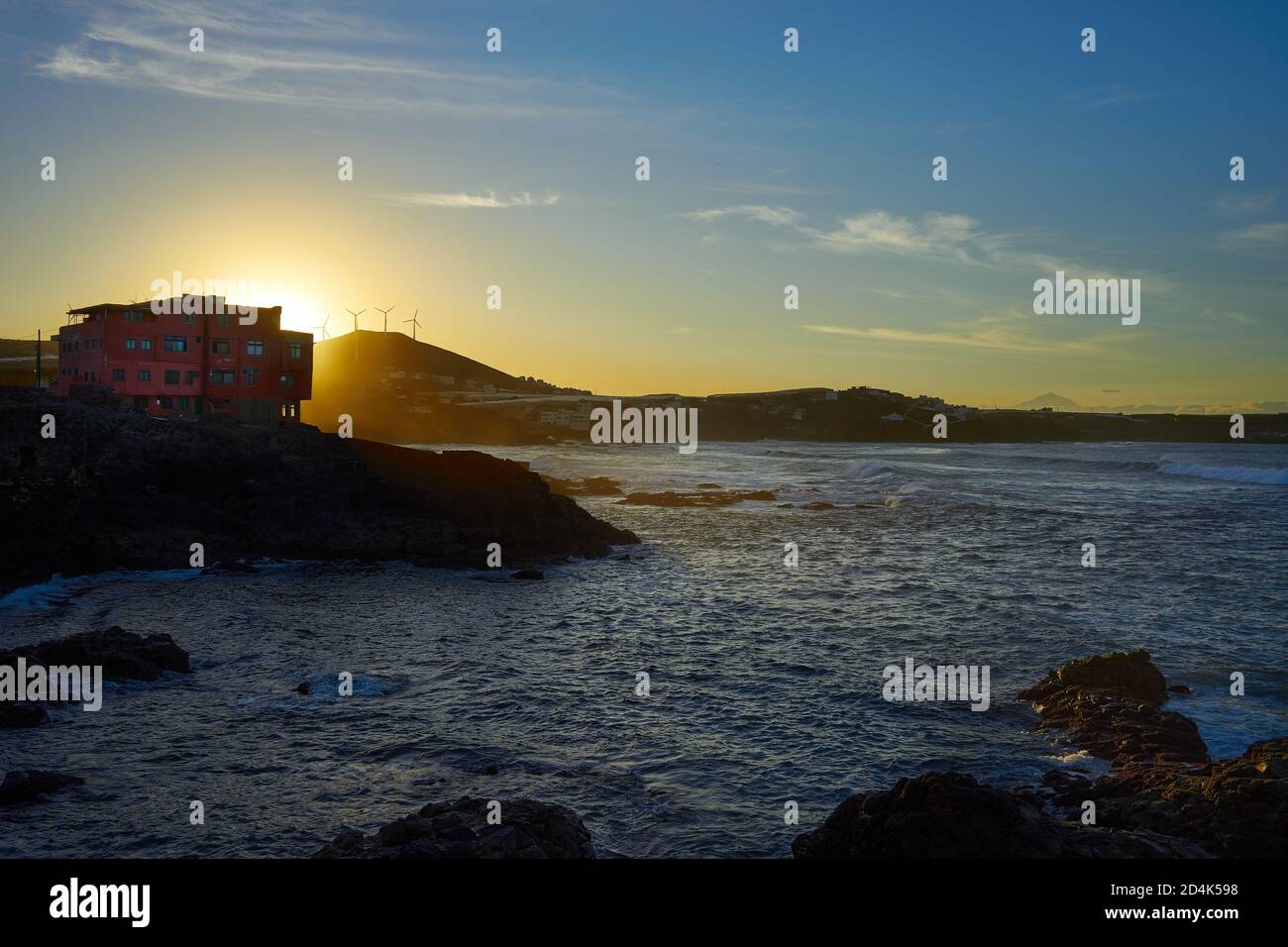 Beautiful sunset on the Agujero beach, Galdar, Gran Canaria, Spain Stock Photo