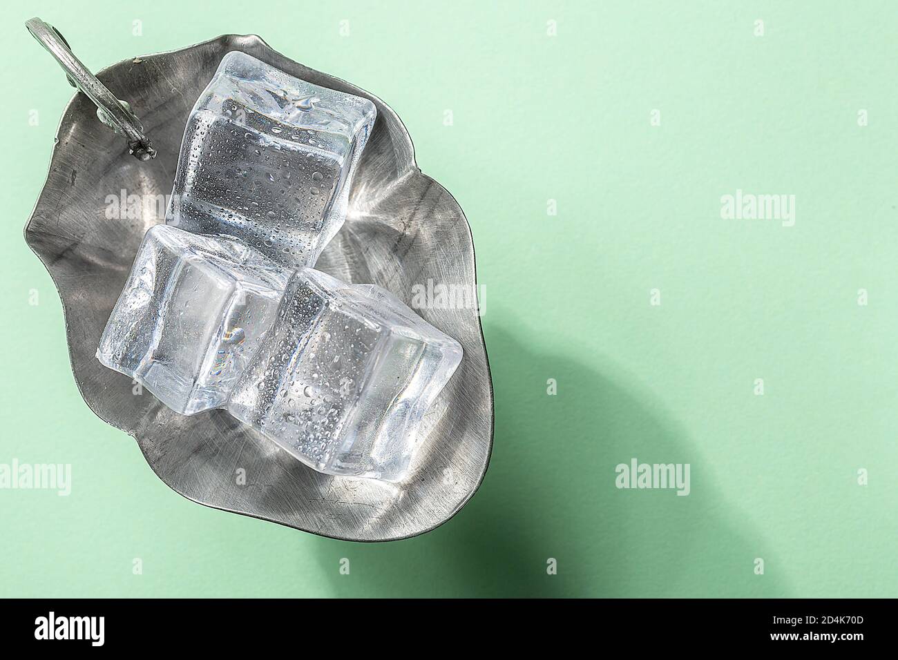 Colored banner with fresh ice cubes and reflections Stock Photo