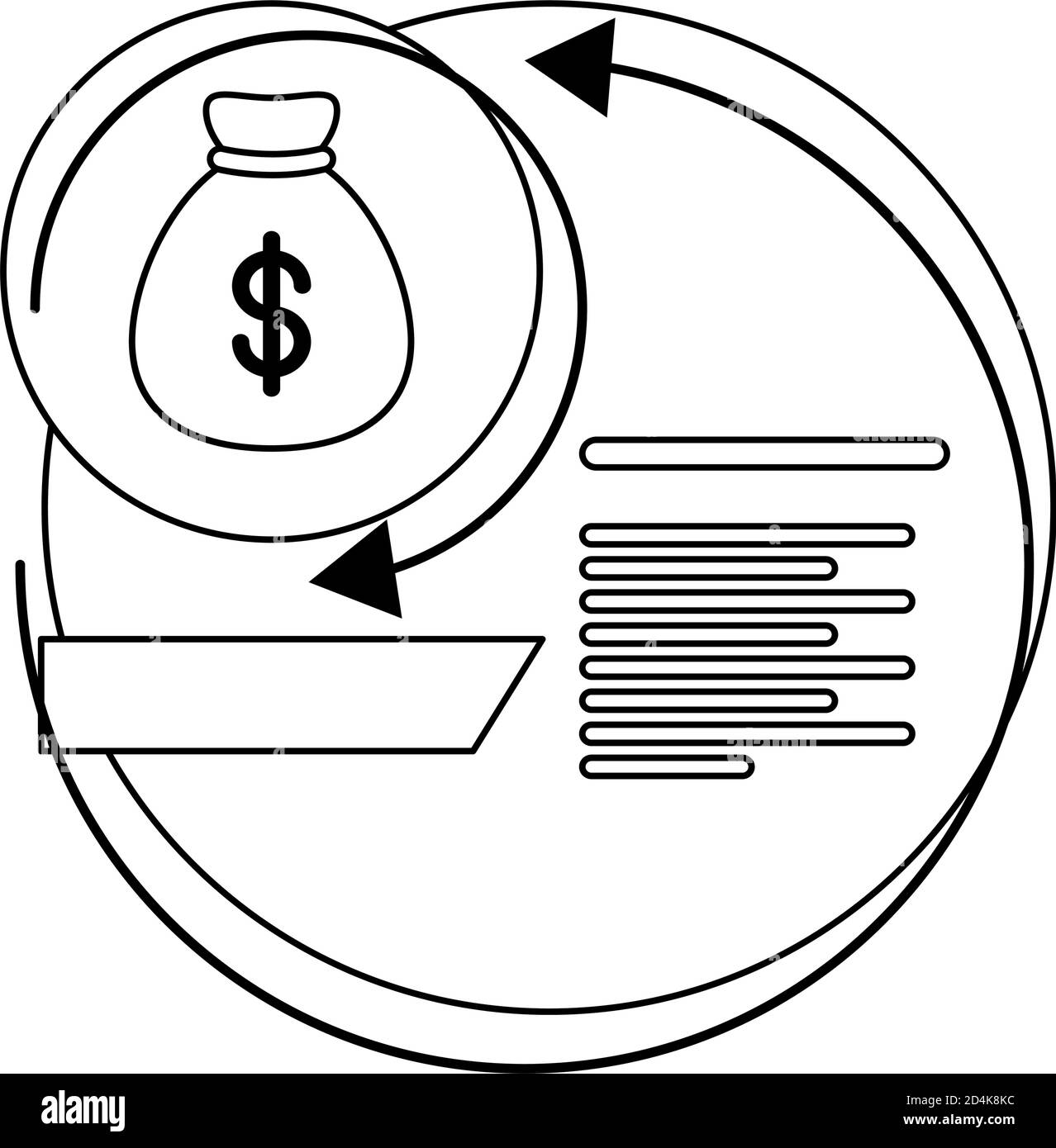 money bag with infographics statistics line style icon vector ...