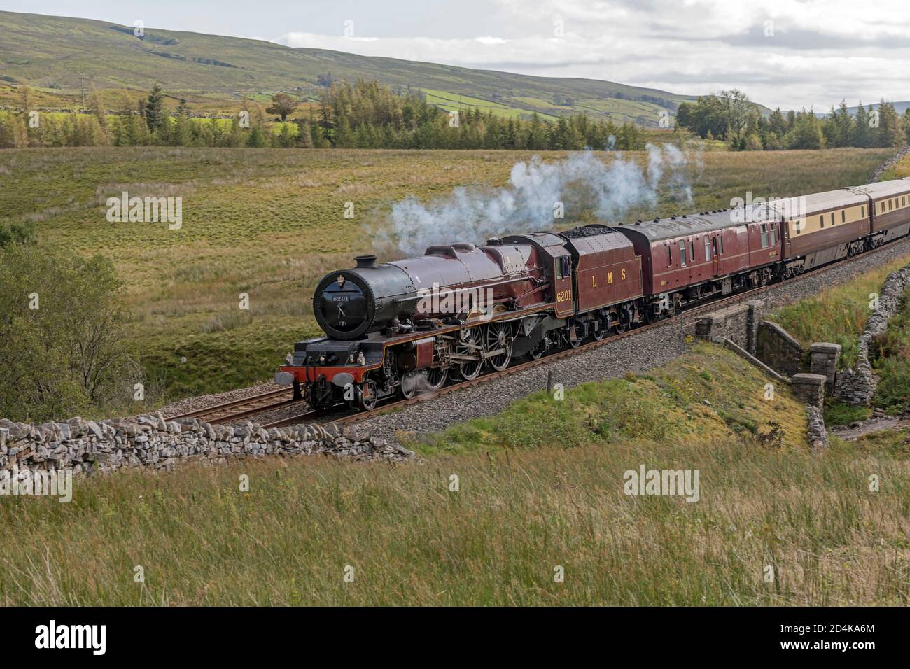 Steam Locomotive 6201, Princess Elizabeth just passed Ais Gill on the Carlisle to Settle line Stock Photo