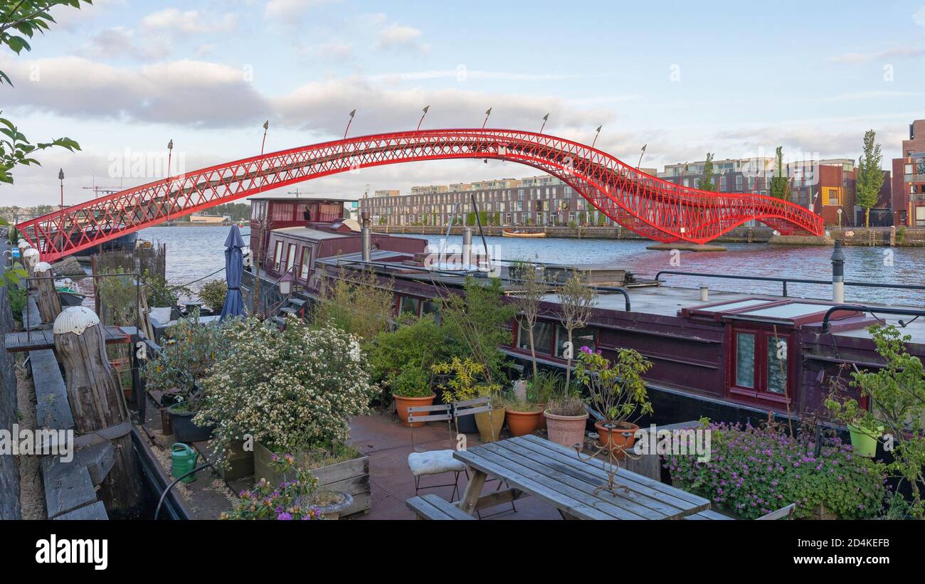 Floating Garden Near Python Bridge in Amsterdam Stock Photo Alamy