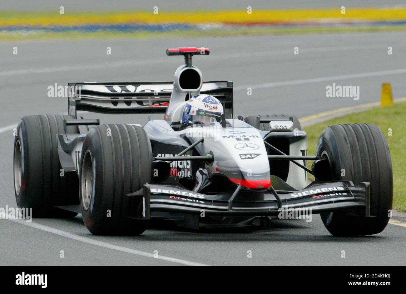 Scotland's David Coulthard in action on his way to winning the Grand Prix at Melbourne's Albert Park circuit March 9, 2003. Coulthard handed McLaren winning start to the Formula One