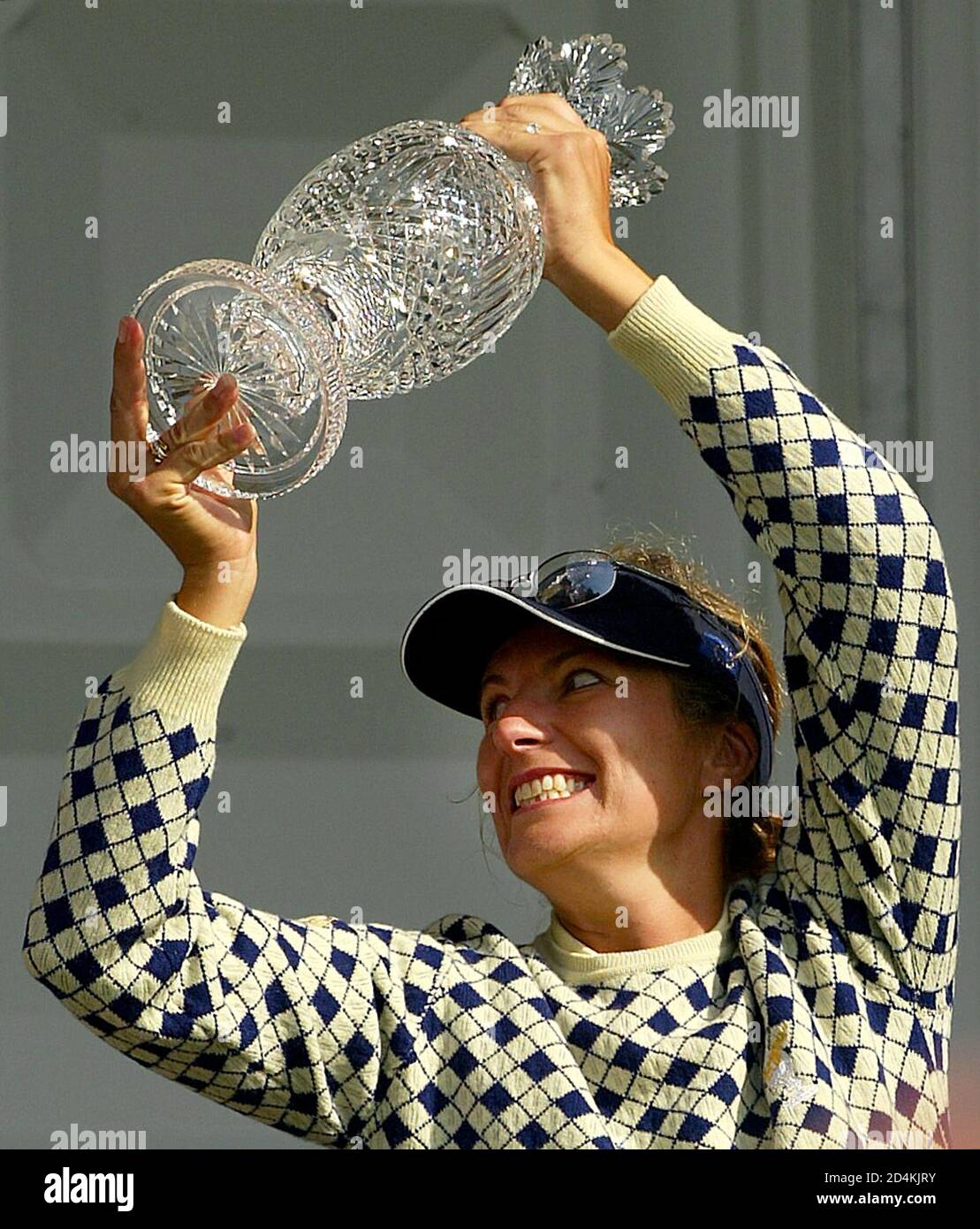 The European Team Captain Catrin Nilsmark Of Sweden Lifts The Solheim Cup At The Barseback Golf And Country Club In Sweden September 14 2003 The European S Beat The U S By 17 1 2 Points