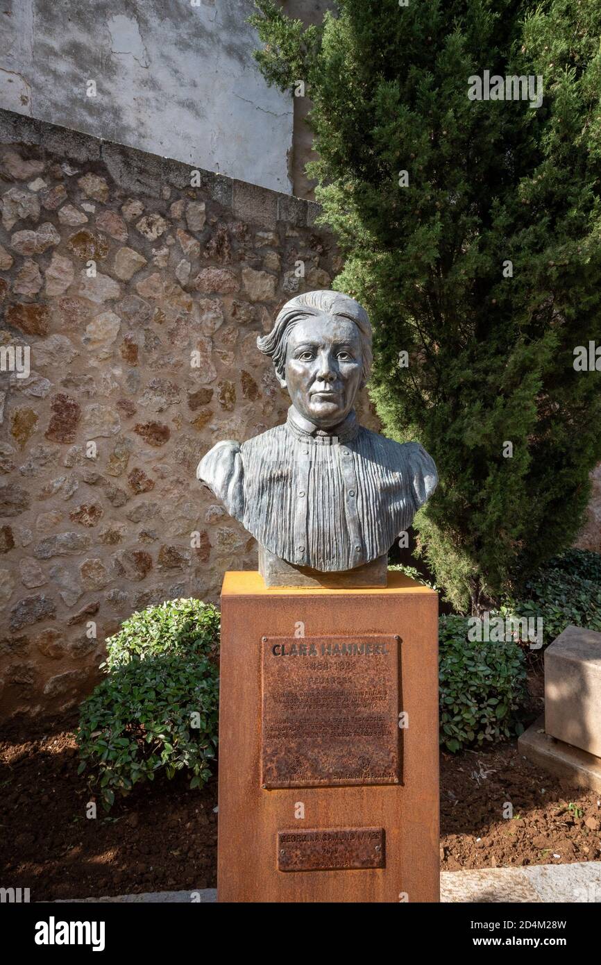 Clara Hammerl  statue in Pollensa. The first female director of a Spanish bank. Stock Photo