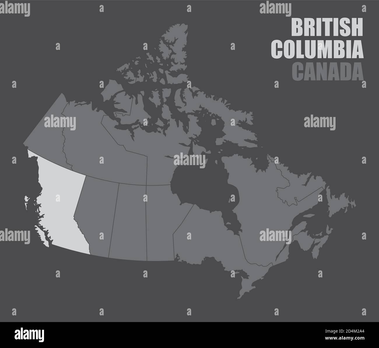 Canada British Columbia map Stock Vector
