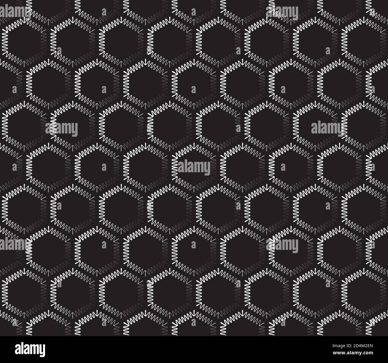 Seamless pattern with white wavy lines(hexagon). Stock Vector