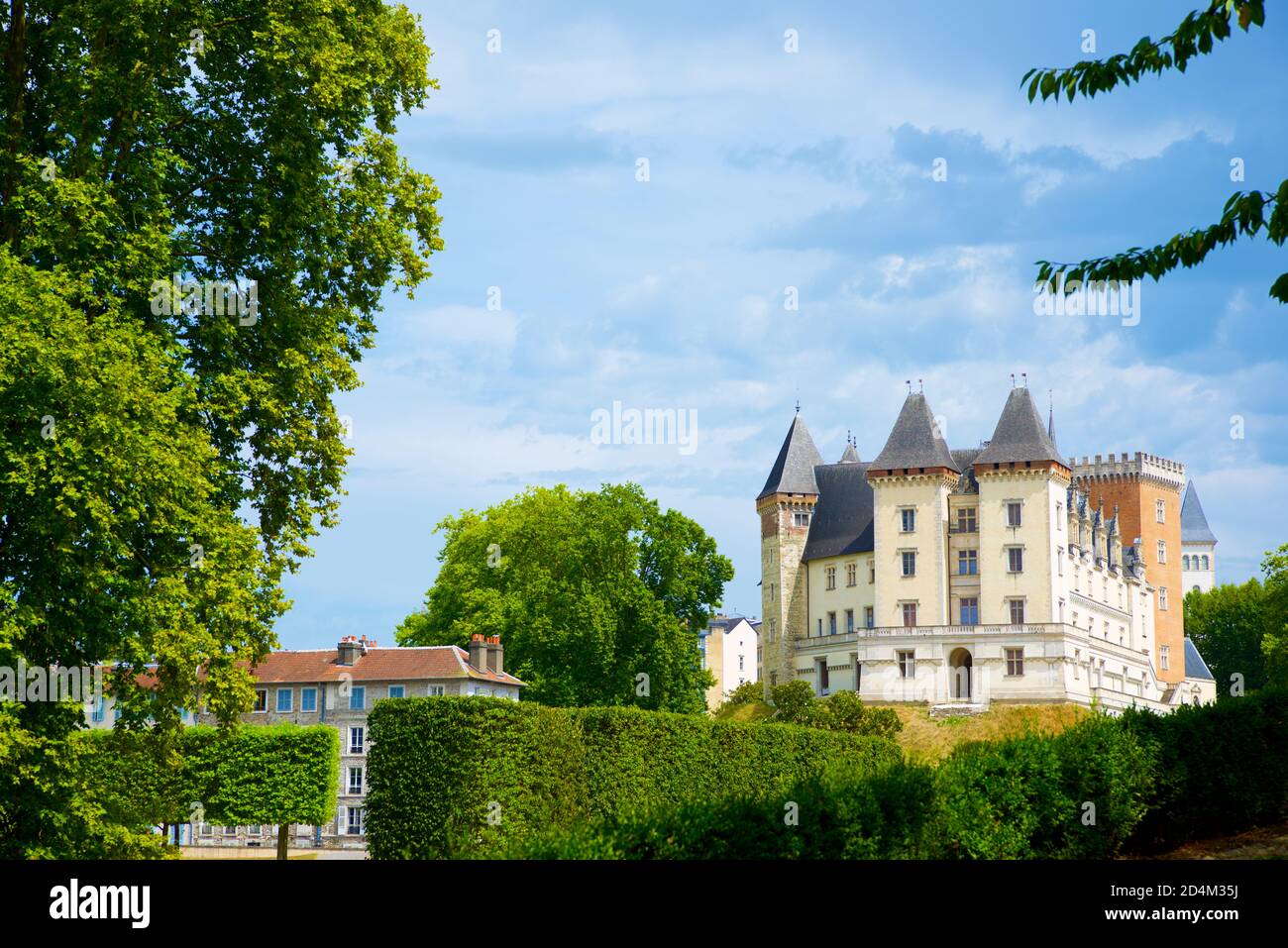 Pau, France - August 9, 2020: view of the west facade of the renaissance castle during a summer afternoon. Stock Photo