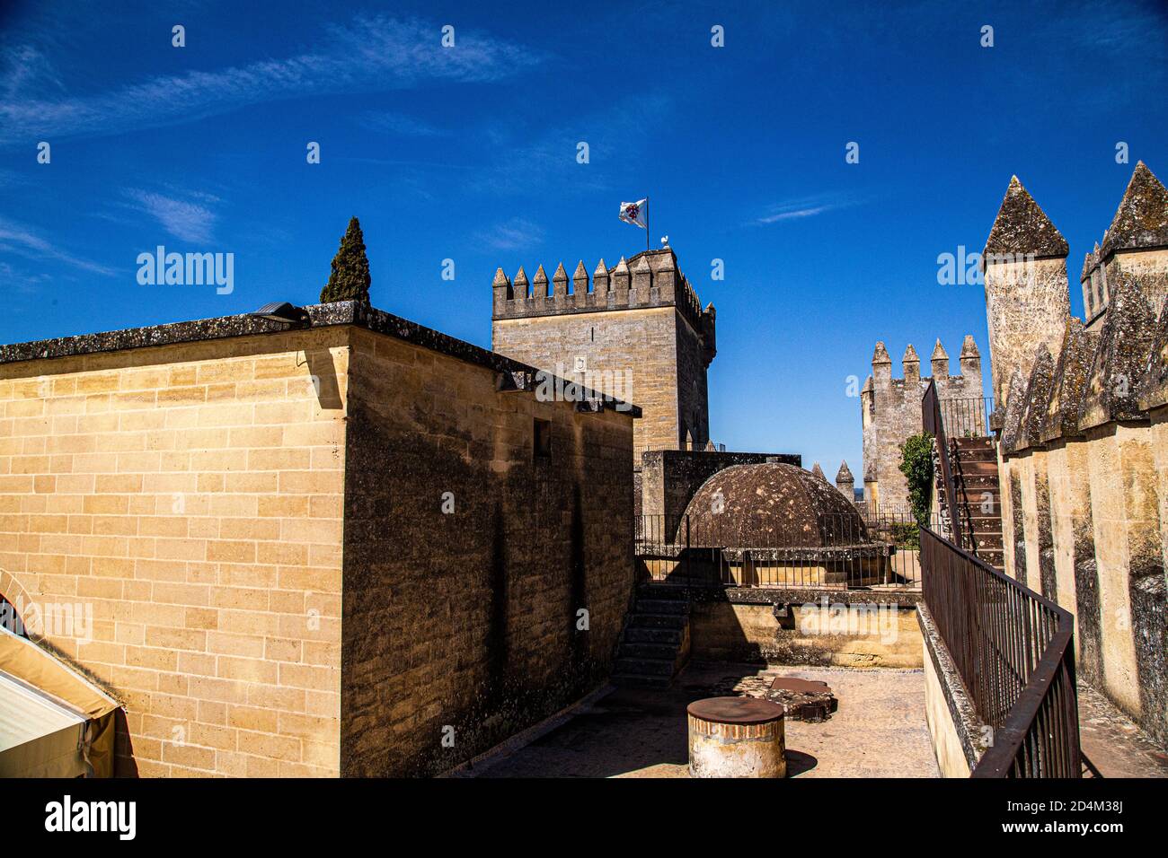 Castle roofs, ramparts and domes with walkways and railings Stock Photo ...