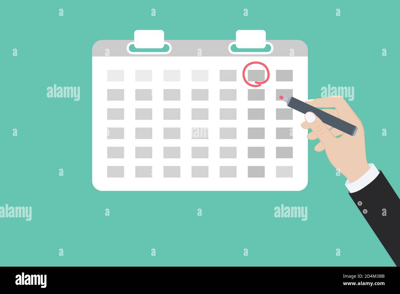 Mark calendar. Vector illustration flat style. Date circled. Week day