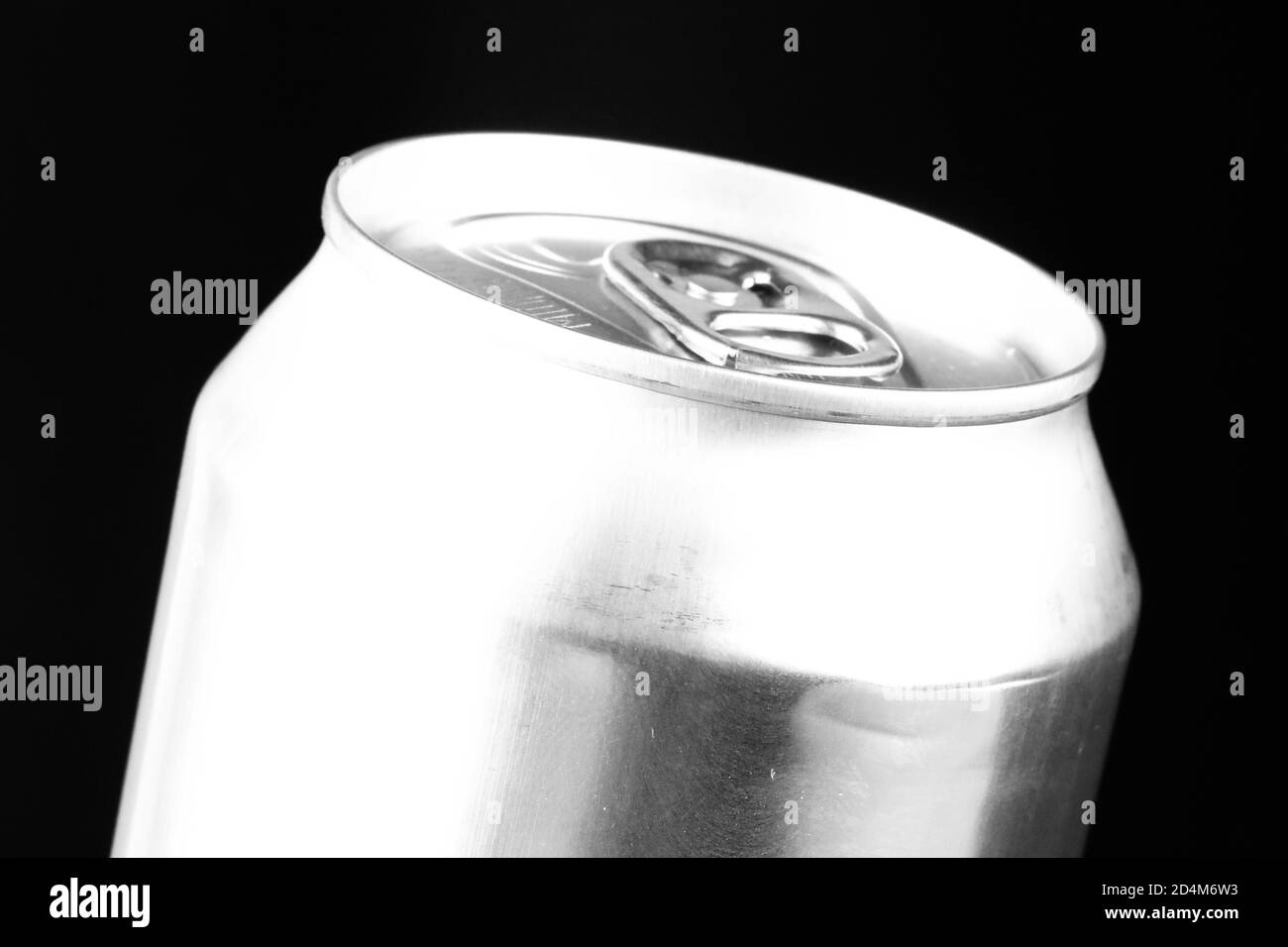 Aluminum beverage can on a black background Stock Photo - Alamy