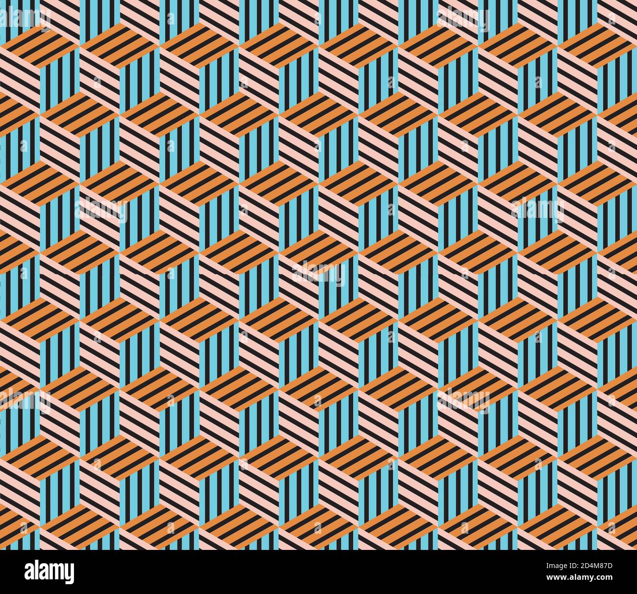Seamless pattern with oblique colored bands(cube) Stock Vector