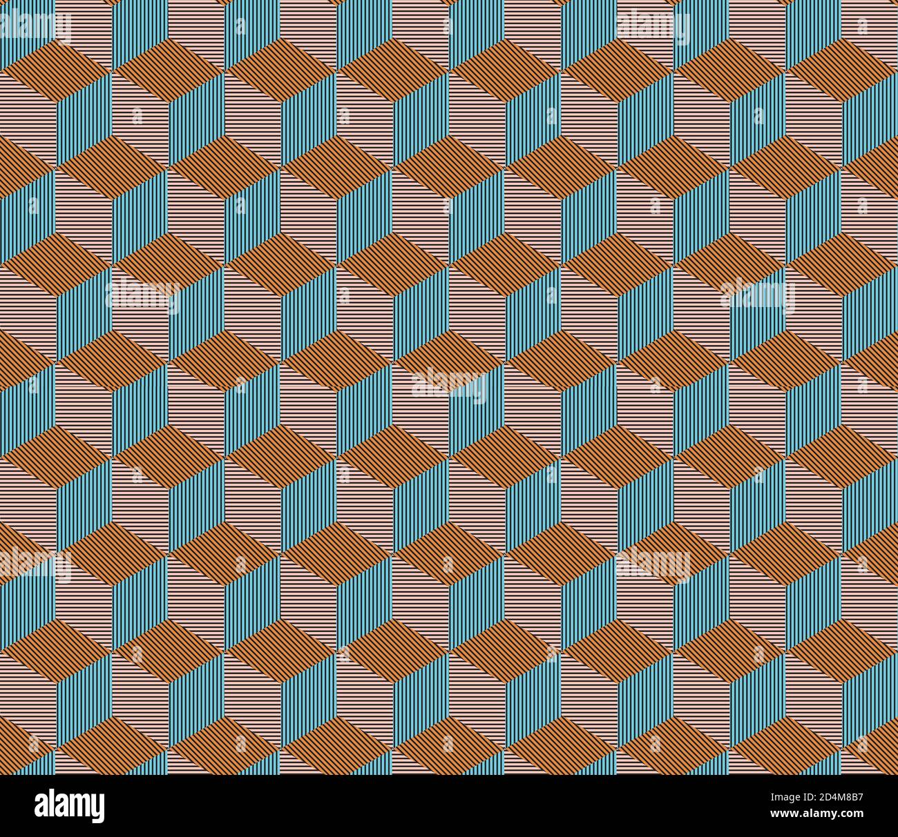 Seamless pattern with oblique colored bands(cube) Stock Vector