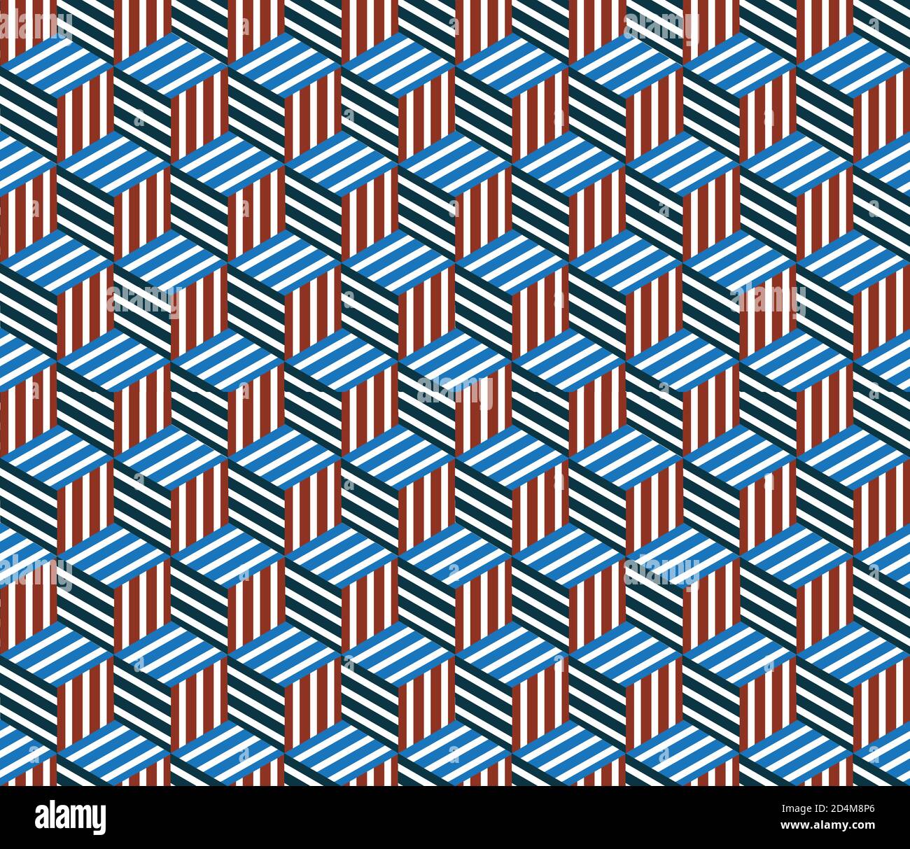 Seamless pattern with oblique colored bands(cube) Stock Vector