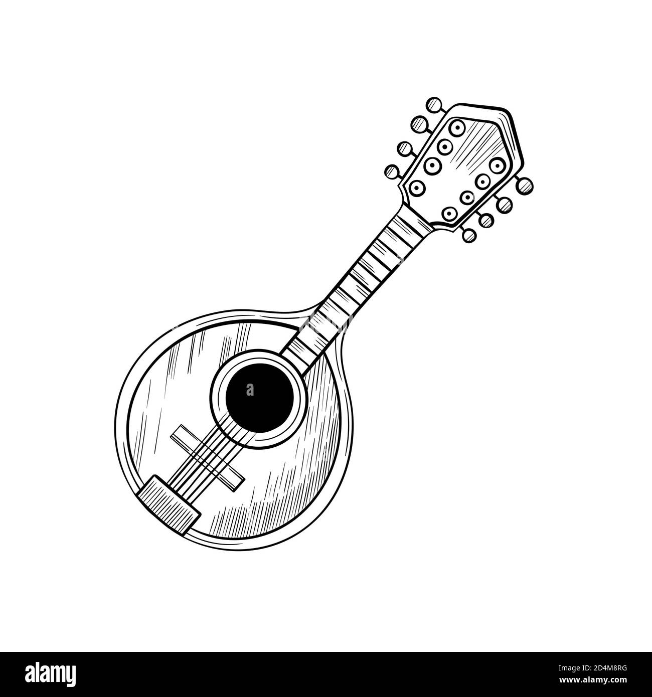 Mandolin stylized graphic arts hand drawn vector sketch icon isolated on background Stock Vector