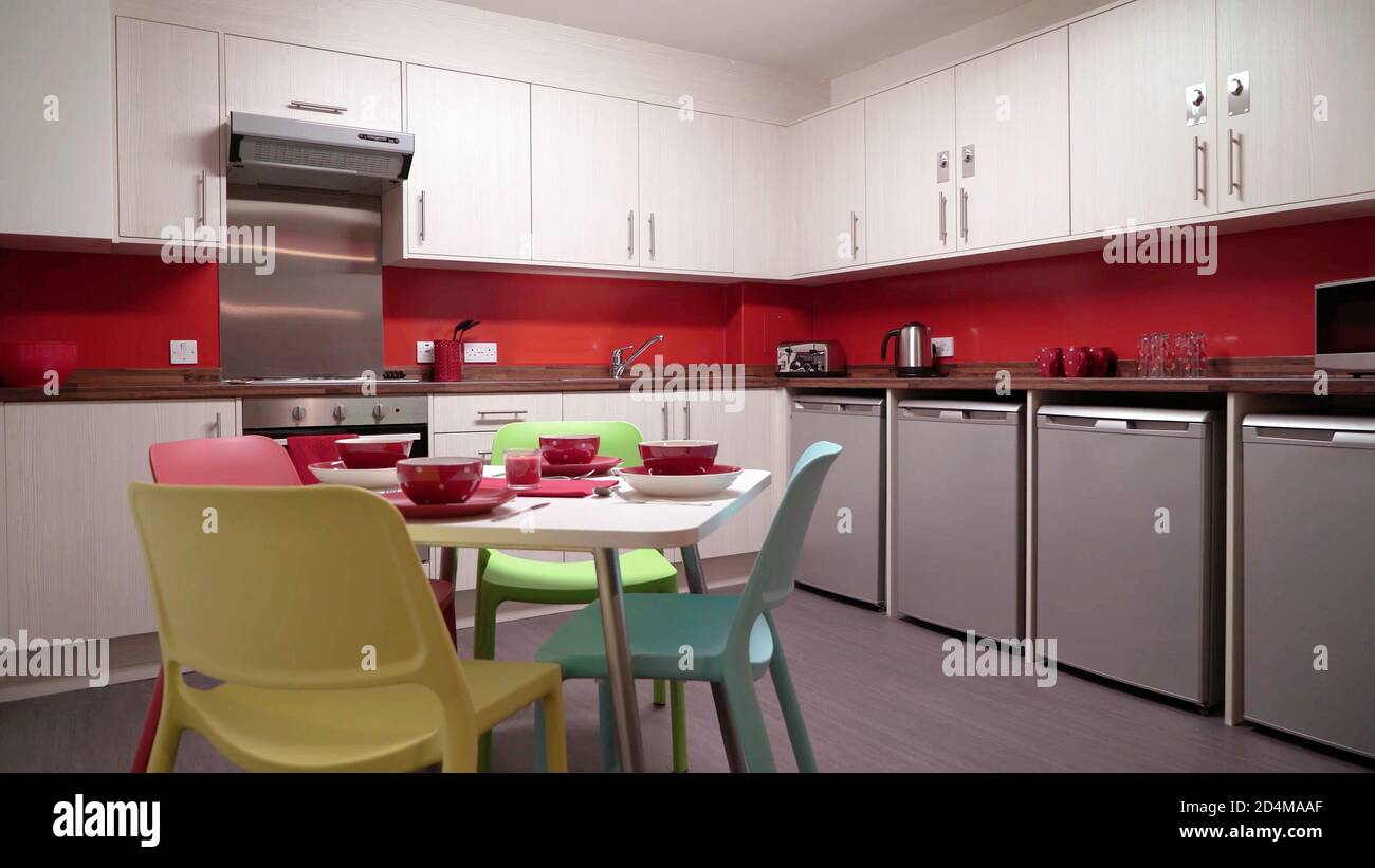 kitchen beautiful colorful modern interior design. work place public cooking and food