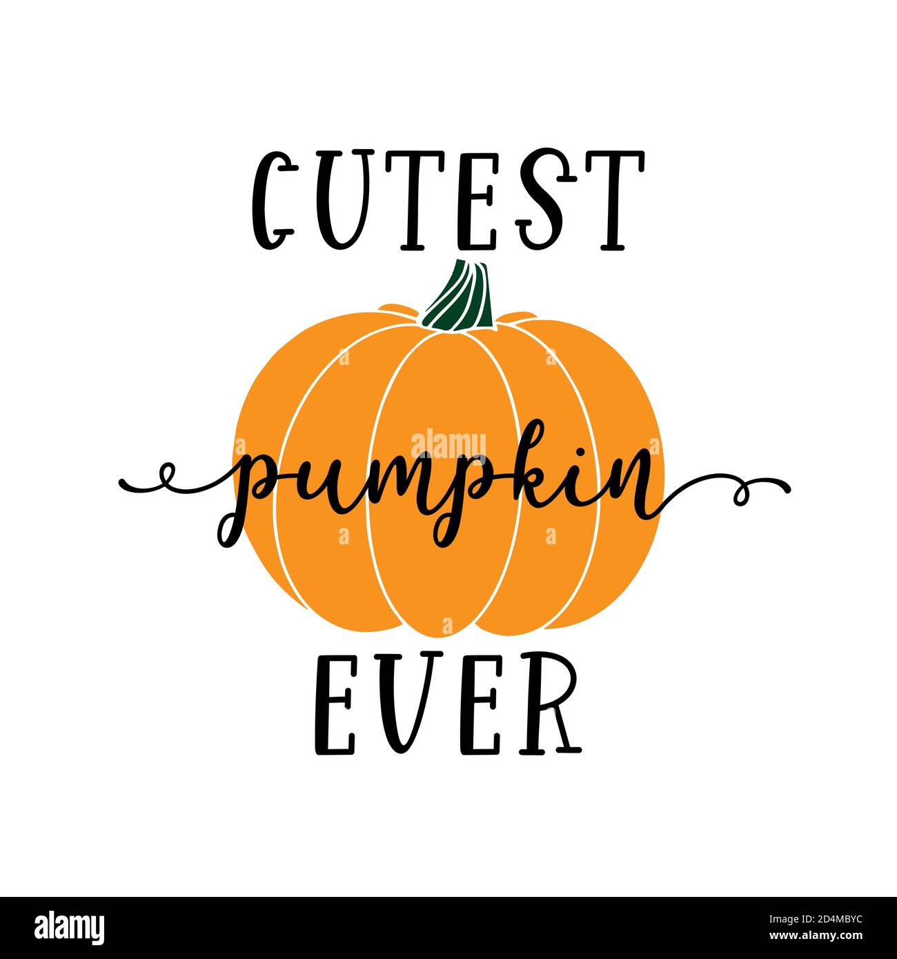 Hand lettered CUTEST PUMPKIN EVER quote with gourd. Lettering for