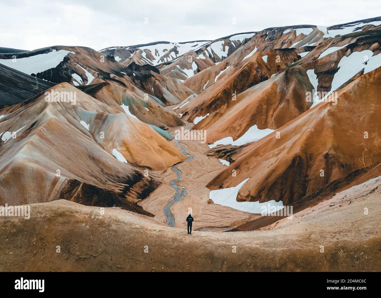 Landmannalaugar rainbow mountains from the birds eye view. Drone