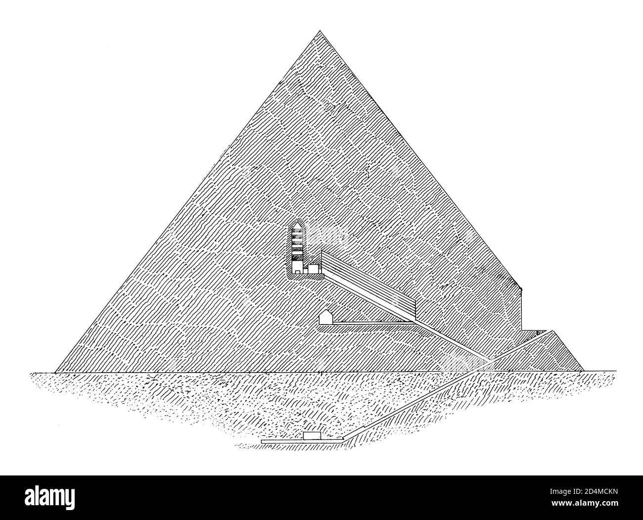 Antique illustration of section of the Pyramid of Cheops. Published in Systematischer Bilder-Atlas zum Conversations-Lexikon, Ikonographische Encyklop Stock Photo