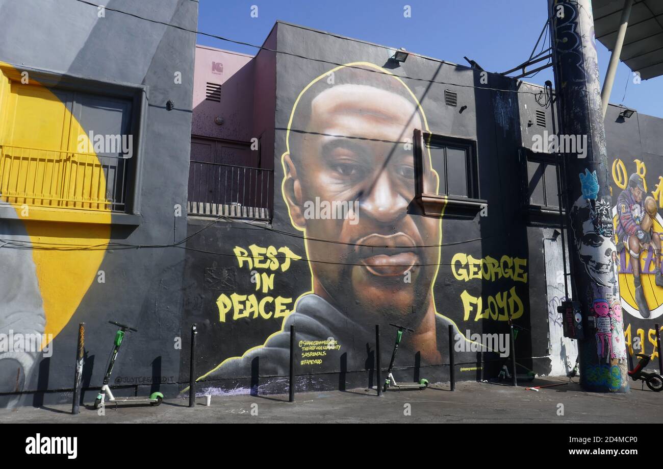 Los Angeles, California, USA 7th October 2020 A general view of atmosphere of George FLoyd Black Lives Matter Street Art Mural on October 7, 2020 in Los Angeles, California, USA. Photo by Barry King/Alamy Stock Photo Stock Photo