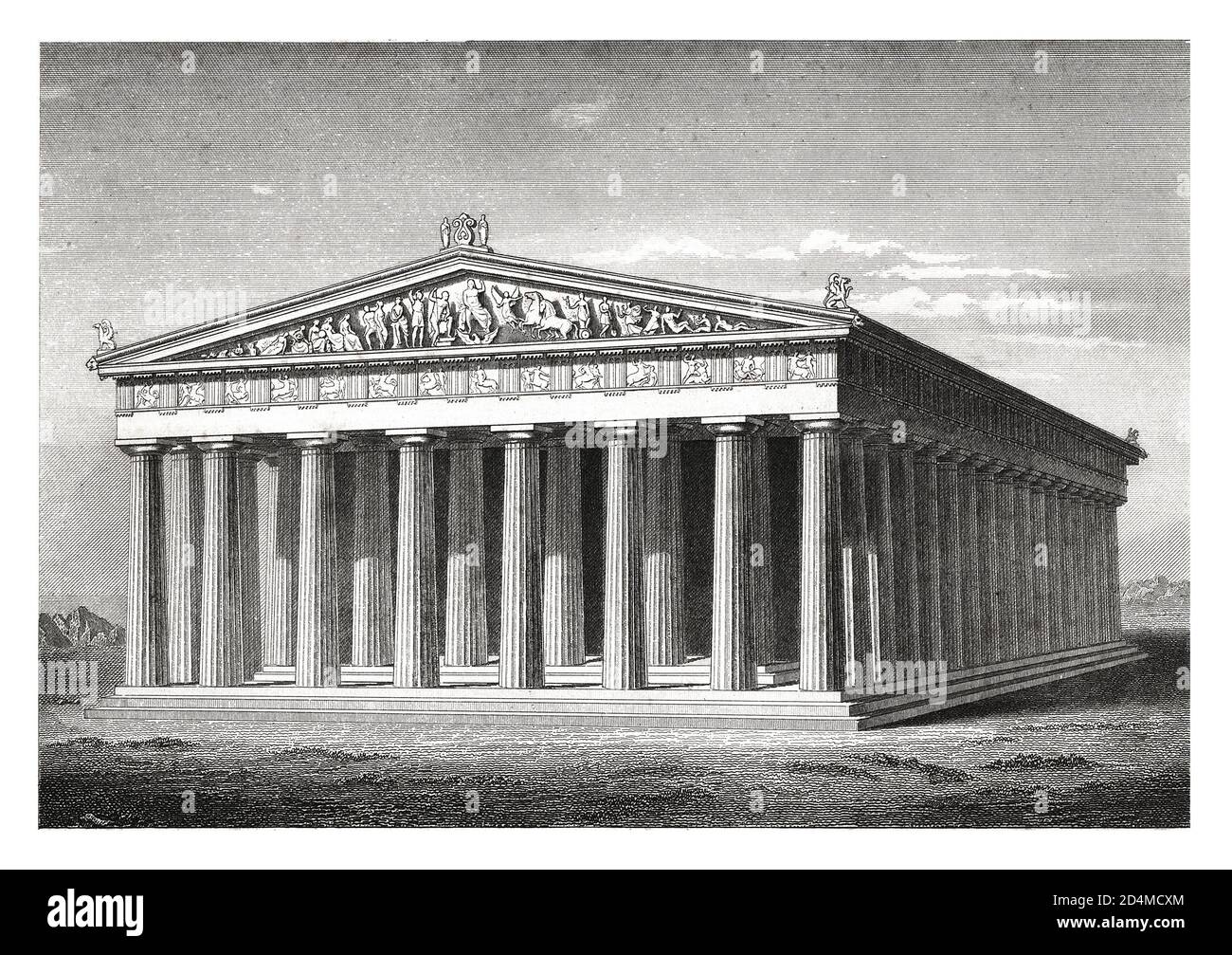 Antique engraving of the Parthenon in Athens. Published in Systematischer Bilder-Atlas zum Conversations-Lexikon, Ikonographische Encyklopaedie der Wi Stock Photo