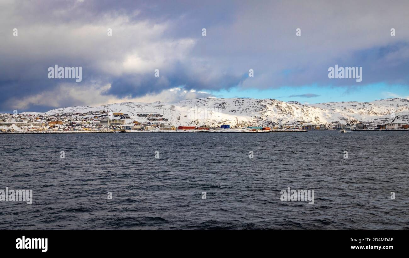 Colourful houses in Hammerfest the most northerly town in North Norway