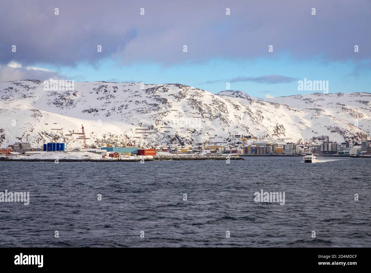 Colourful houses in Hammerfest the most northerly town in North Norway