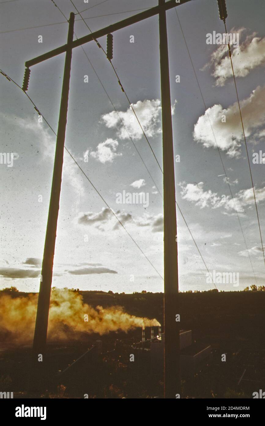 Power lines at rural electric administration power plant Location in