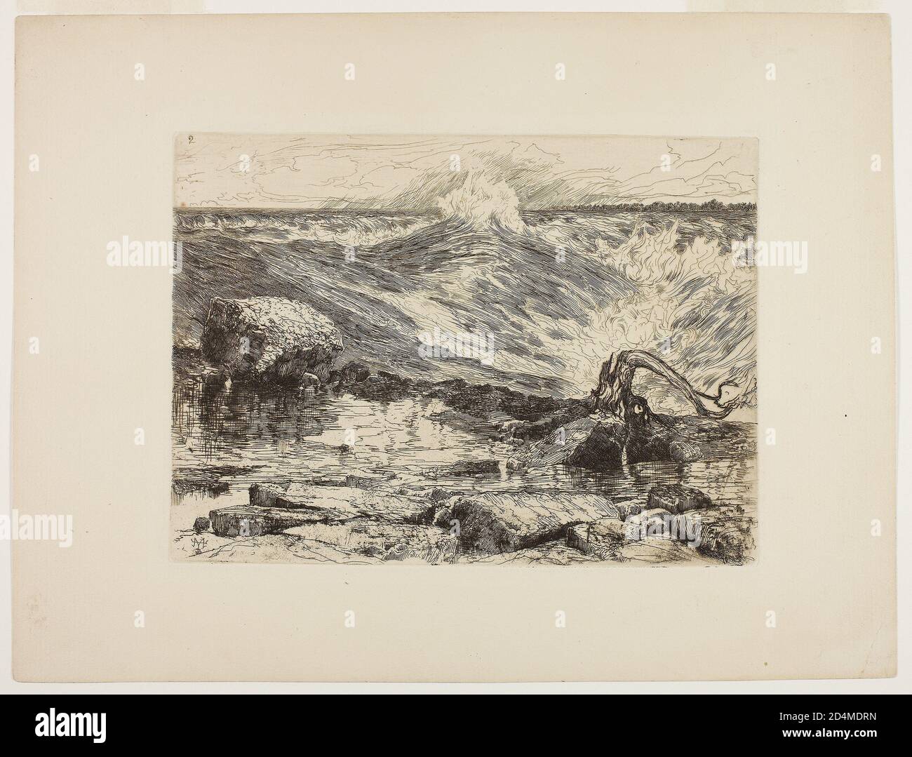 Etching in brown on cream laid paper Stock Photo Alamy