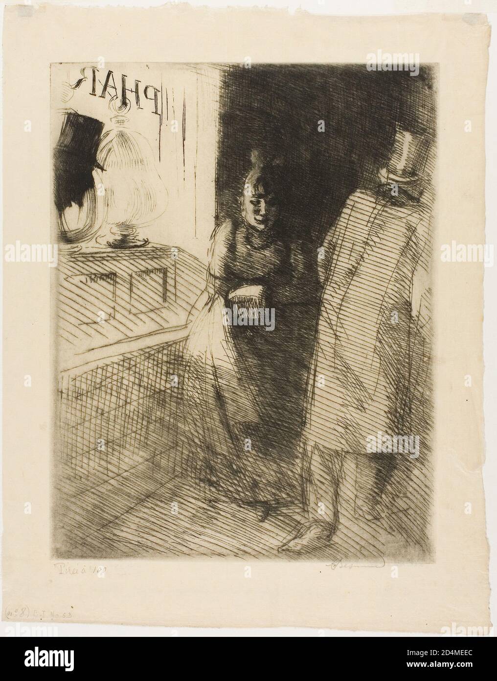 Etching on cream ; Japanese paper Stock Photo Alamy
