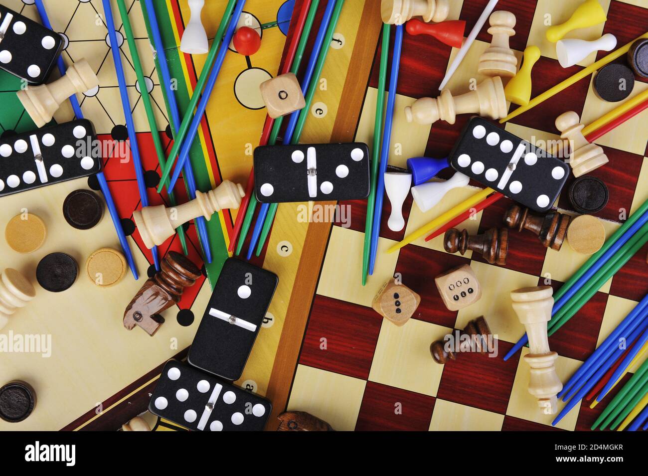 Various board games and many figurines background Stock Photo Alamy