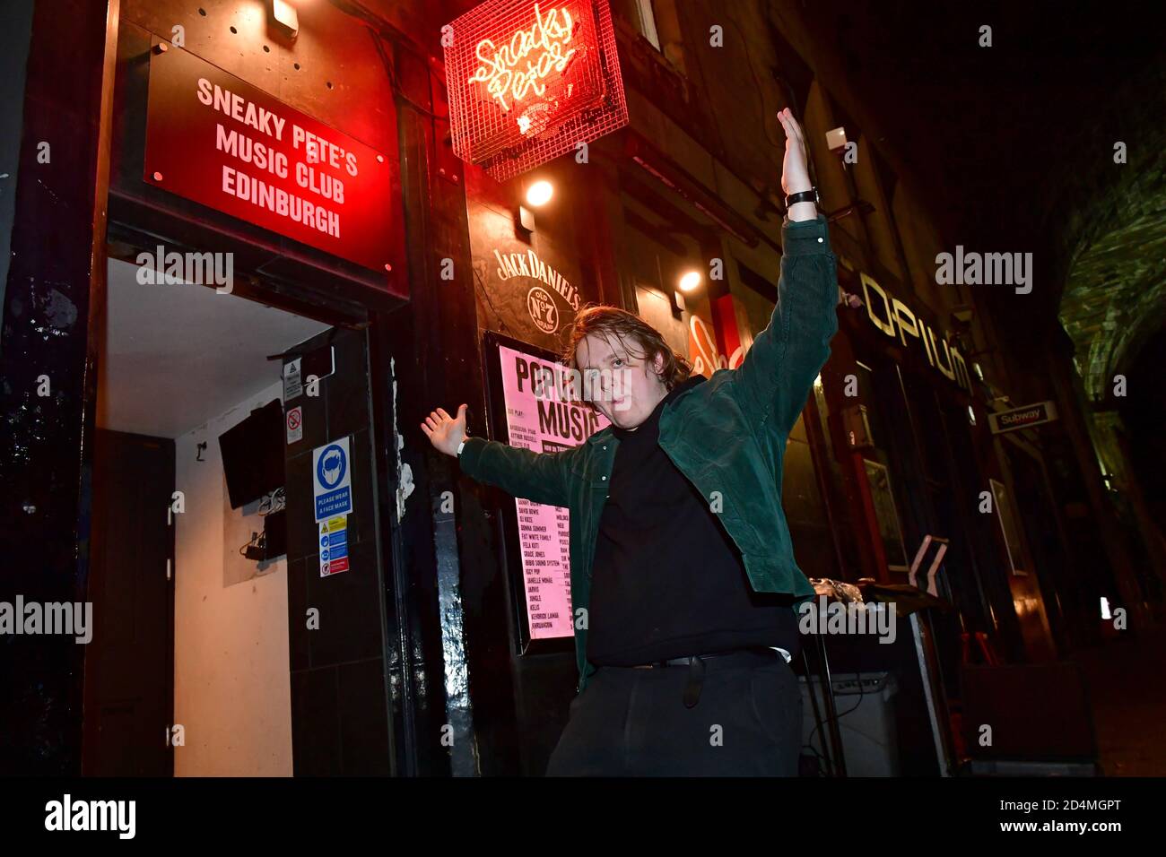 EDITORIAL USE ONLY Singer Lewis Capaldi performs at Sneaky PeteÕs in Edinburgh for Prime Day Live - a free, livestreamed event presented by Amazon Music, in support of Music Venue Trust to raise awareness and funds for UK music venues. Stock Photo