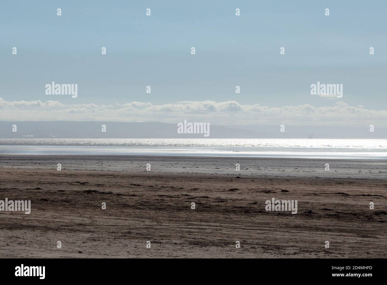View of the Sea from Brean Sands, Somerset, United Kingdom Stock Photo