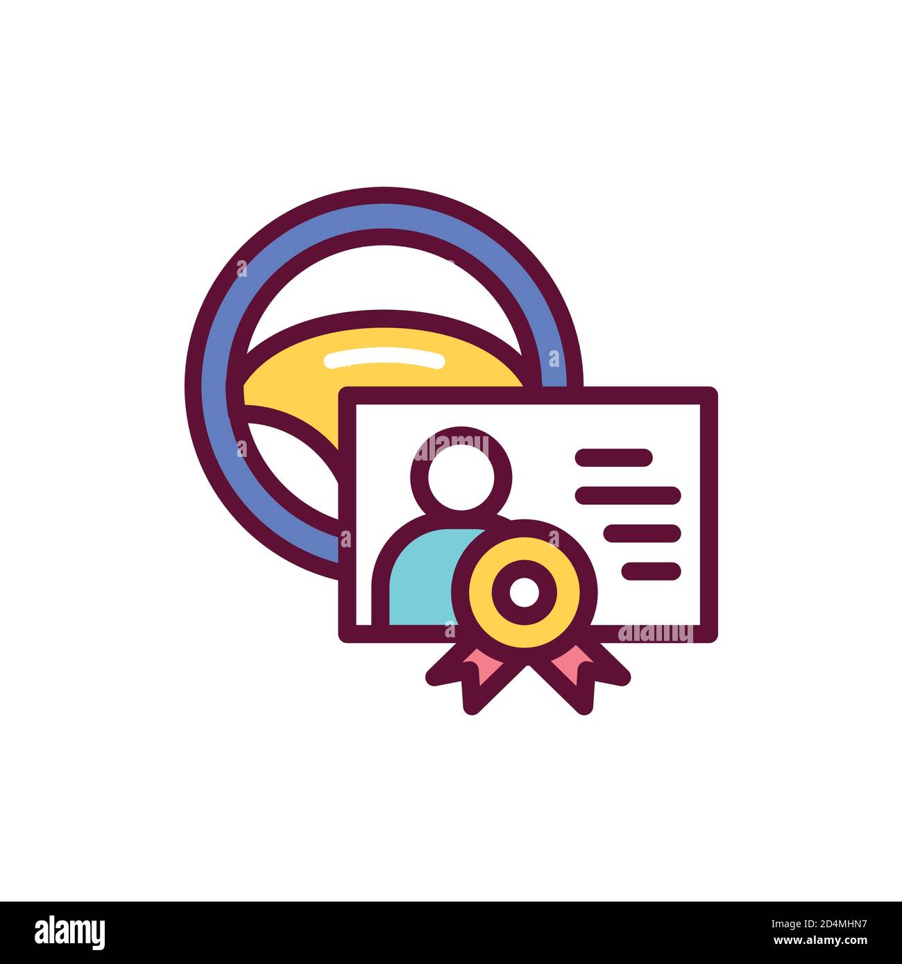 Driving school color line icon. Vector illustration Stock Vector