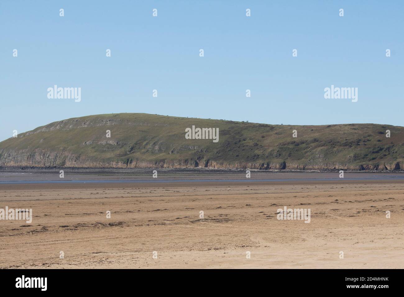 Looking towards the headland from Brean Sands, North Somerset, United Kingdom Stock Photo
