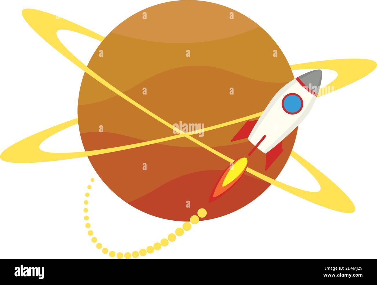 rocket start up launcher around planet icon vector illustration design Stock Vector