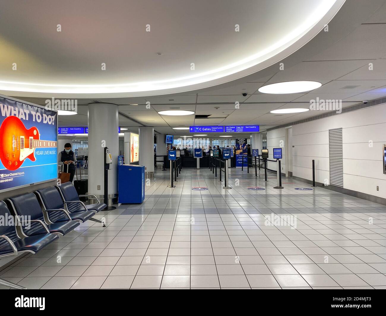 St. Louis, MO/USA 10/4/20 The nearly empty security line at St