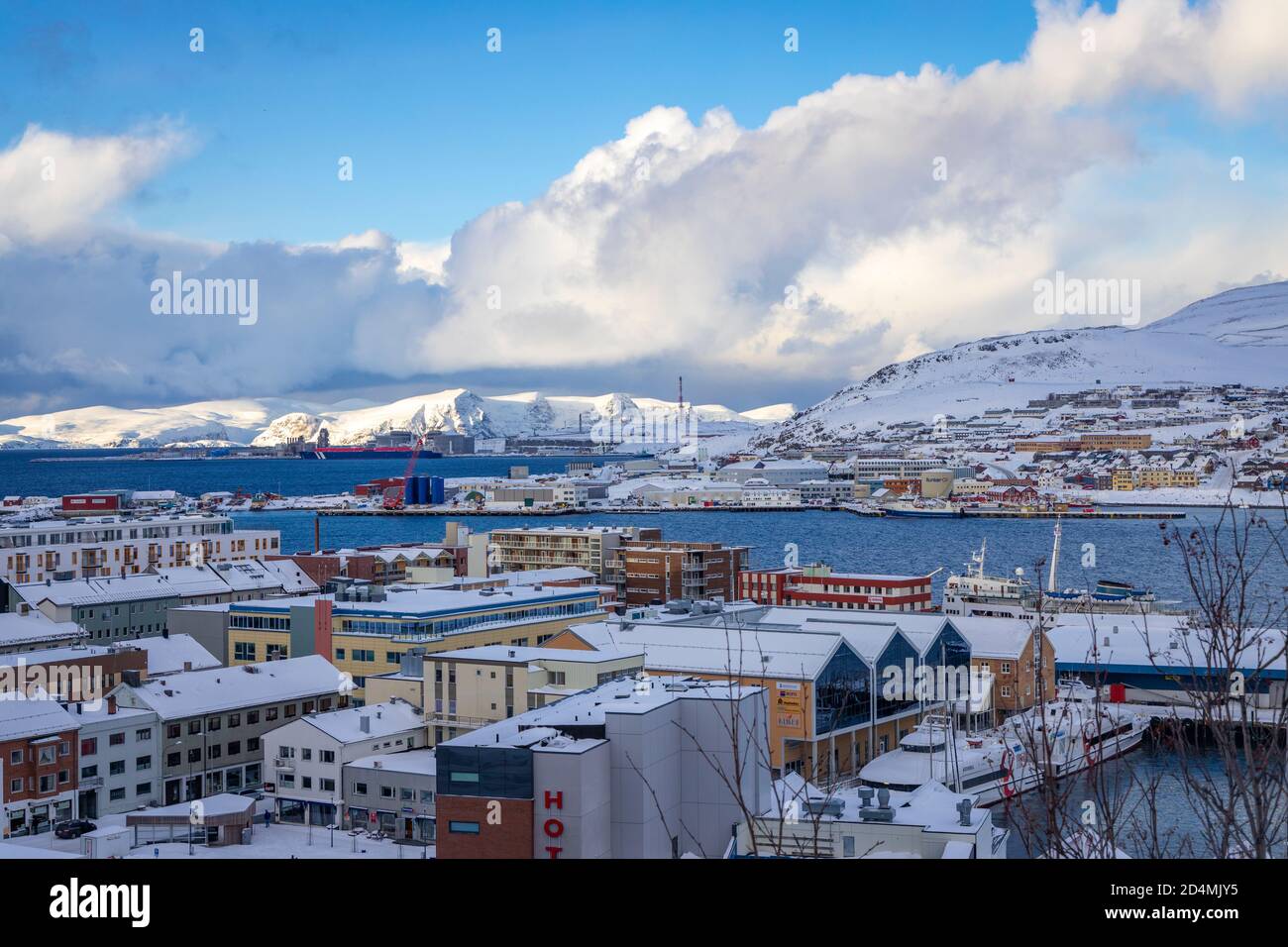 Colourful houses in Hammerfest the most northerly town in North Norway and Europe Stock Photo