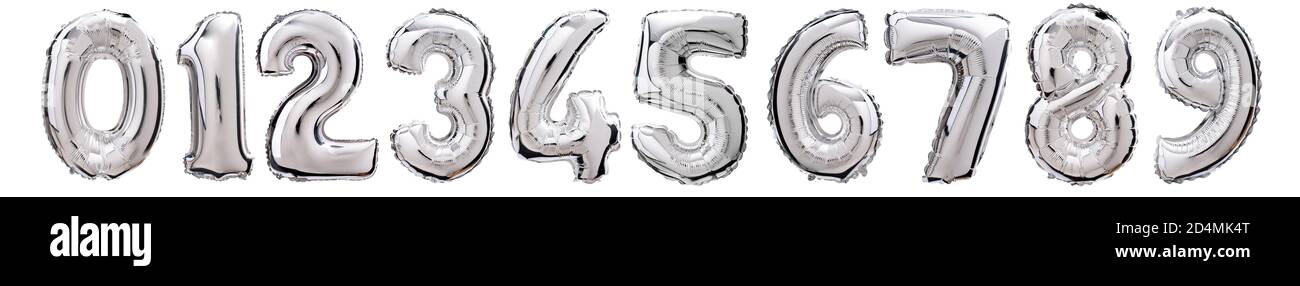 Silver numbers balloon isolated on a white background Stock Photo