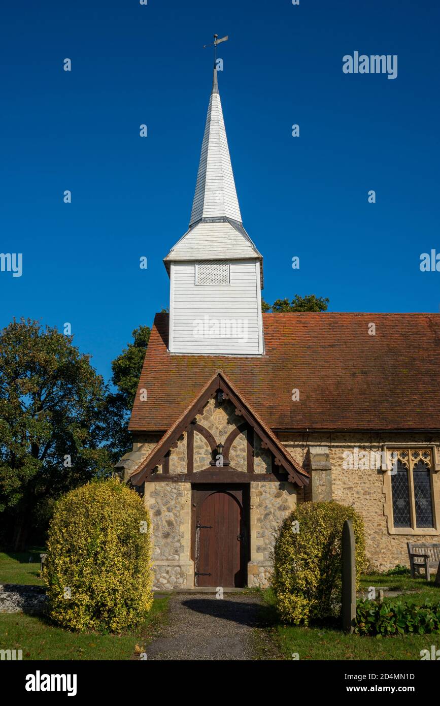 St Mary the Virgin church in Hawkwell, Rochford, near Southend, Essex, UK. Chelmsford diocese. Stone rubble construction. Entrance door Stock Photo
