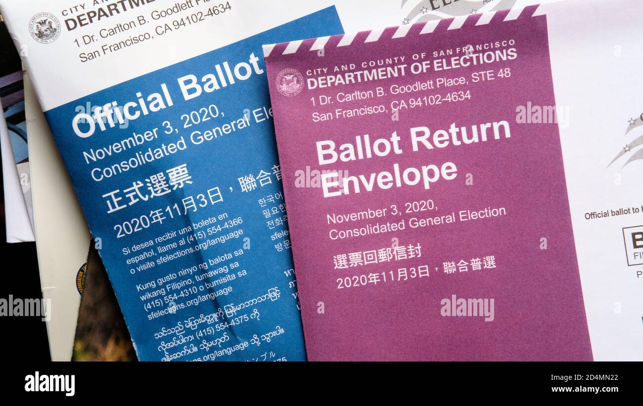 Official ballot return envelope for the November 3 2020 General