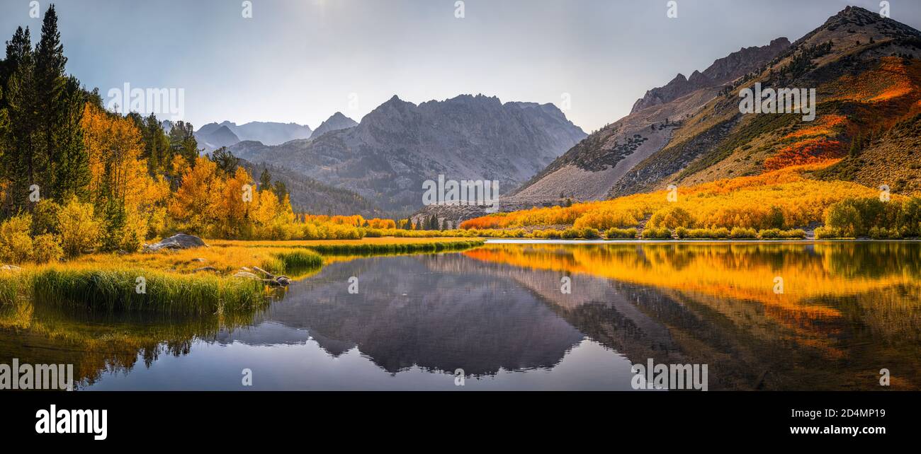 Panoramic view of scenic North lake near Bishop,California in autumn time Stock Photo
