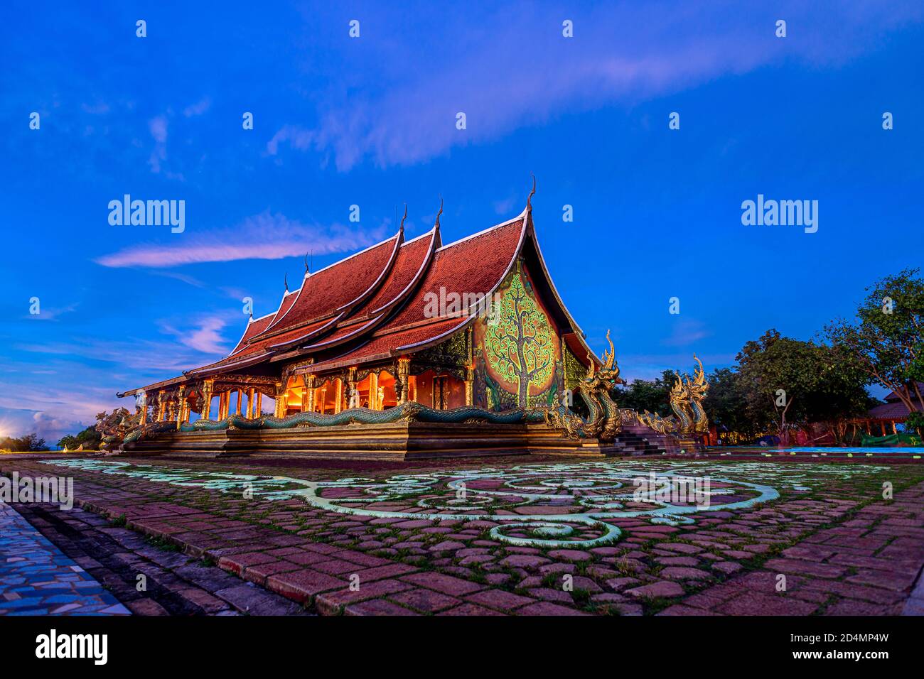 Twilight Shot Of Sirindhorn Wararam Phu Prao Temple Is Public Temple In Twilight Shot Of Sirindhorn Wararam Phu Prao Temple Is Public Temple In